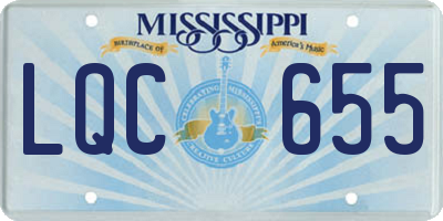 MS license plate LQC655