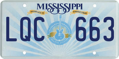 MS license plate LQC663
