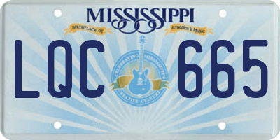 MS license plate LQC665