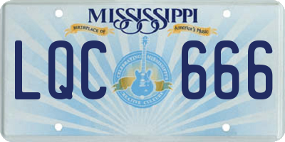 MS license plate LQC666