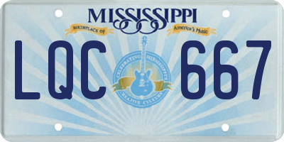 MS license plate LQC667