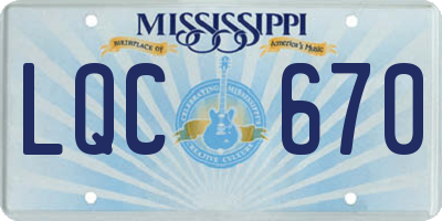 MS license plate LQC670