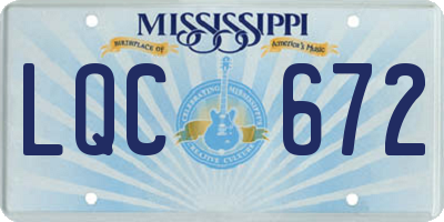 MS license plate LQC672