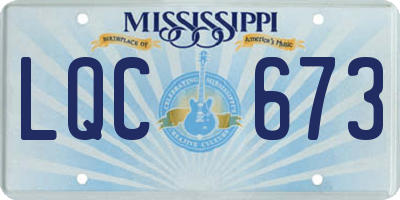 MS license plate LQC673