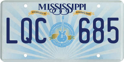MS license plate LQC685