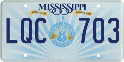 MS license plate LQC703