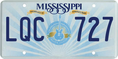 MS license plate LQC727