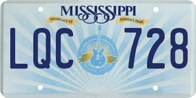 MS license plate LQC728