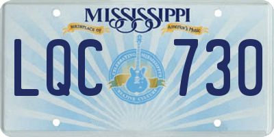 MS license plate LQC730