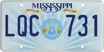 MS license plate LQC731