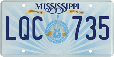 MS license plate LQC735
