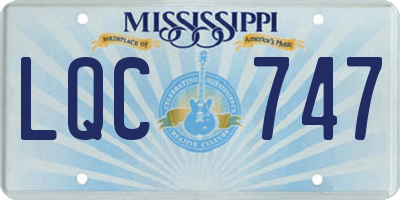MS license plate LQC747