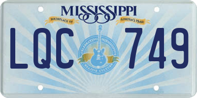 MS license plate LQC749