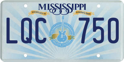 MS license plate LQC750