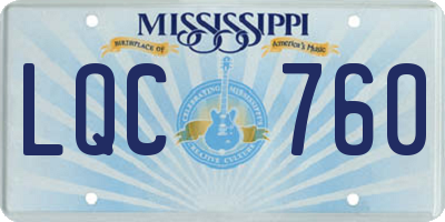 MS license plate LQC760
