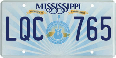 MS license plate LQC765