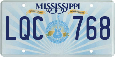 MS license plate LQC768