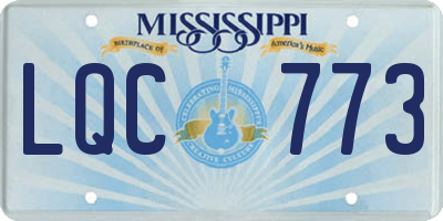 MS license plate LQC773