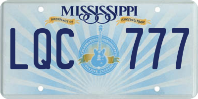 MS license plate LQC777