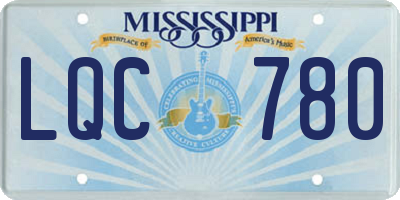 MS license plate LQC780