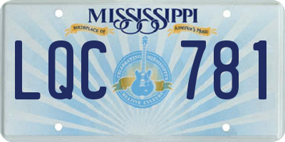 MS license plate LQC781
