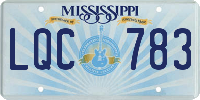 MS license plate LQC783