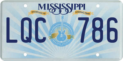 MS license plate LQC786