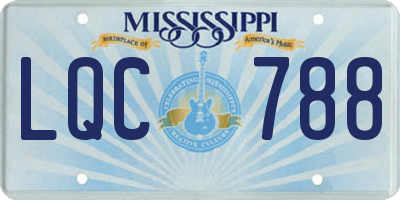 MS license plate LQC788