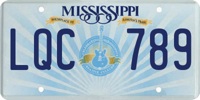 MS license plate LQC789