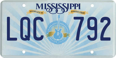MS license plate LQC792