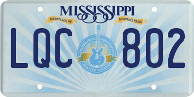 MS license plate LQC802
