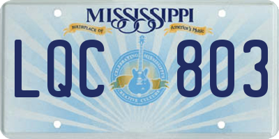 MS license plate LQC803