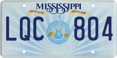 MS license plate LQC804