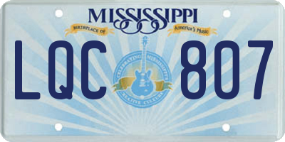 MS license plate LQC807