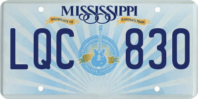 MS license plate LQC830