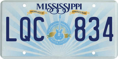 MS license plate LQC834
