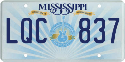 MS license plate LQC837