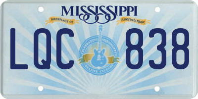 MS license plate LQC838