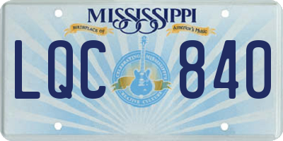 MS license plate LQC840