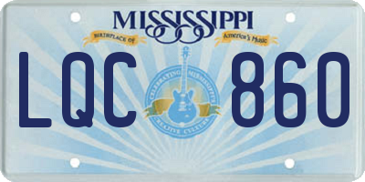 MS license plate LQC860