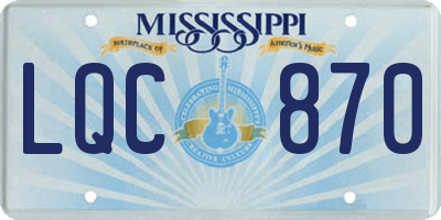 MS license plate LQC870