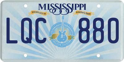 MS license plate LQC880