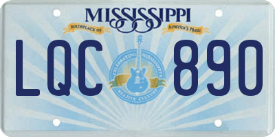 MS license plate LQC890