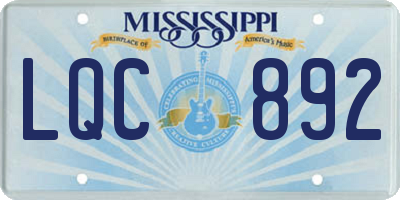 MS license plate LQC892