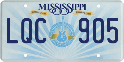 MS license plate LQC905