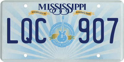 MS license plate LQC907