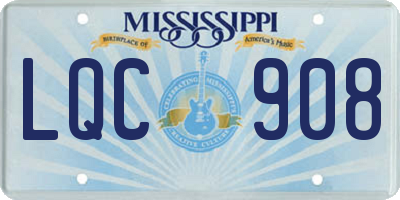MS license plate LQC908