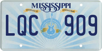 MS license plate LQC909