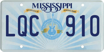 MS license plate LQC910