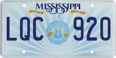 MS license plate LQC920